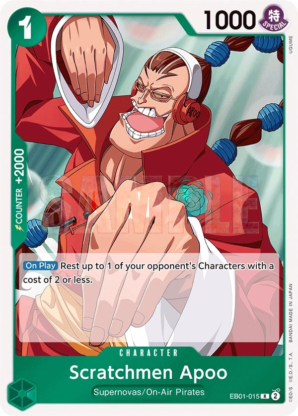 Scratchmen Apoo (EB01-015) — Rare One Piece card