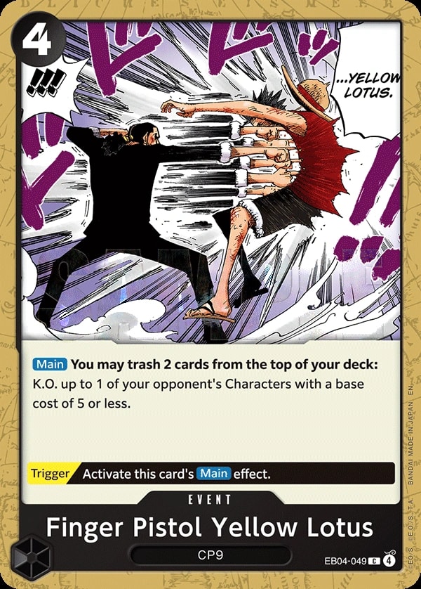 Finger Pistol Yellow Lotus (EB04-049) — Common One Piece card