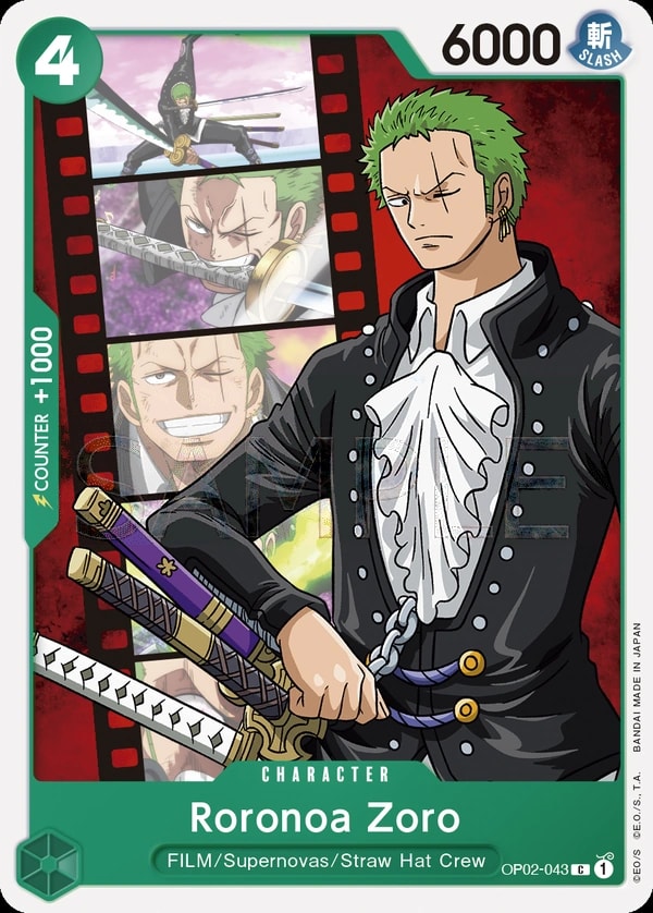 Roronoa Zoro (OP02-043) — Common One Piece card