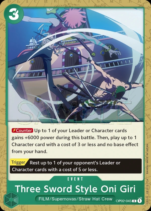 Three Sword Style Oni Giri (OP02-045) — Common One Piece card