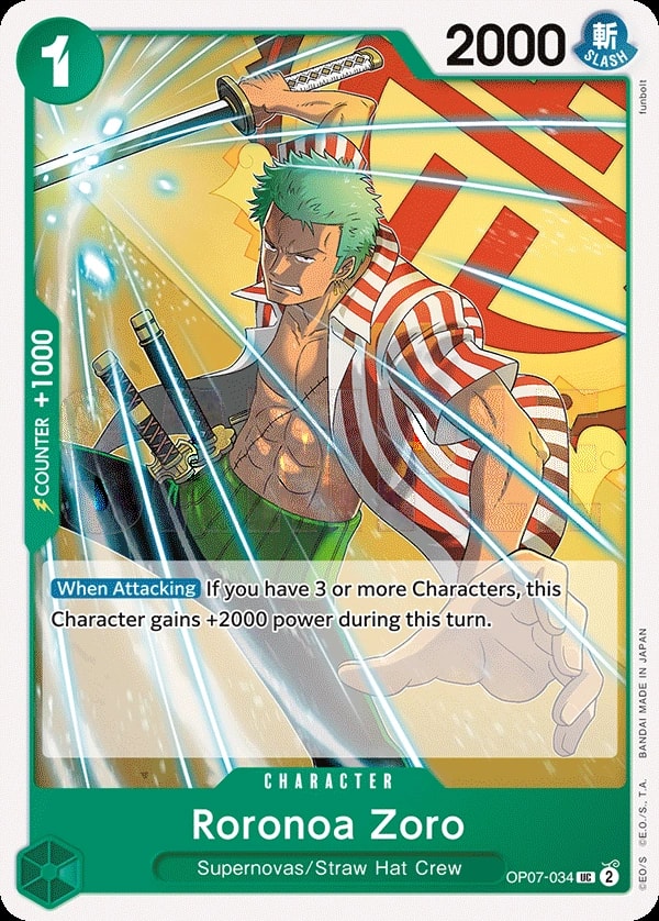 Roronoa Zoro (OP07-034) — Uncommon One Piece card