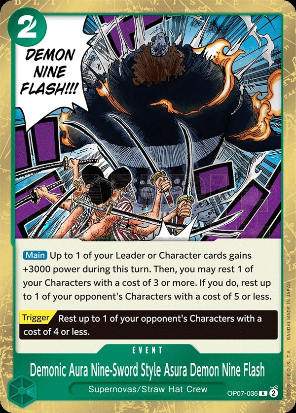 Demonic Aura Nine-Sword Style Asura Demon Nine Flash (OP07-036) — Rare One Piece card