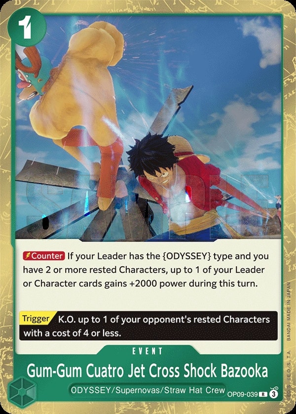 Gum-Gum Cuatro Jet Cross Shock Bazooka (OP09-039) — Rare One Piece card