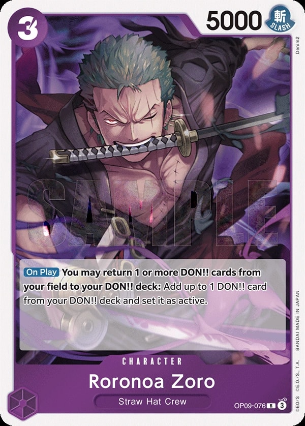 Roronoa Zoro (OP09-076) — Rare One Piece card
