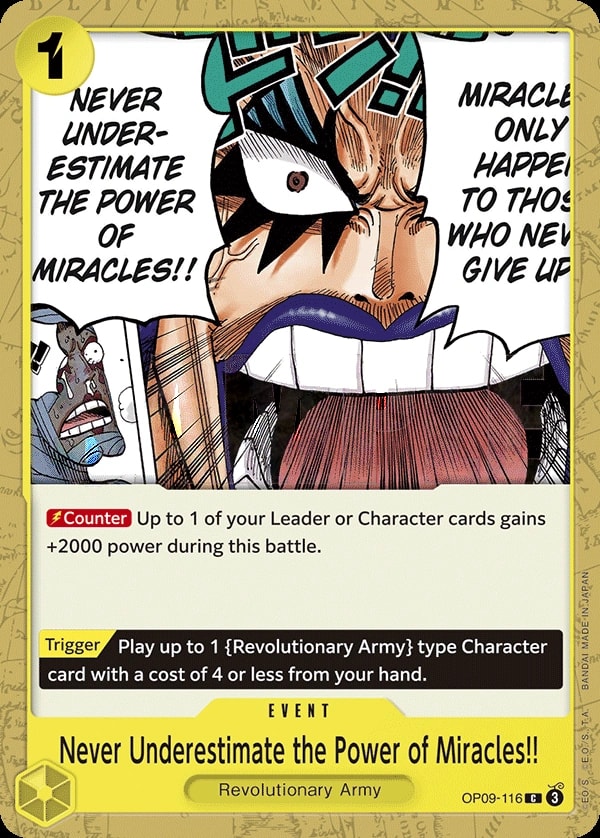 Never Underestimate the Power of Miracles!! (OP09-116) — Common One Piece card