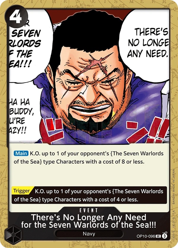 There's No Longer Any Need for the Seven Warlords of the Sea!!! (OP10-096) — Uncommon One Piece card