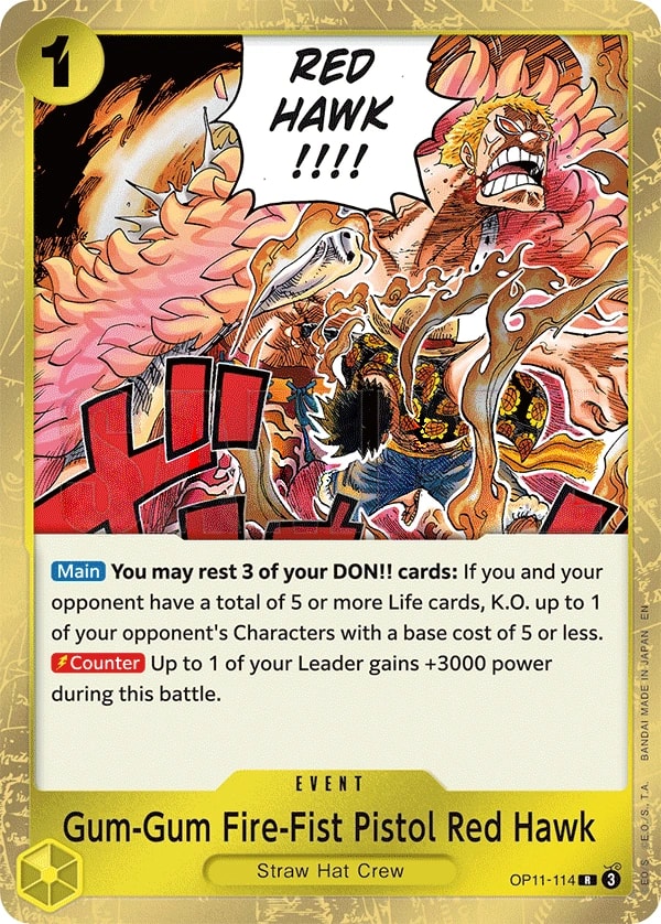 Gum-Gum Fire-Fist Pistol Red Hawk (OP11-114) — Rare One Piece card