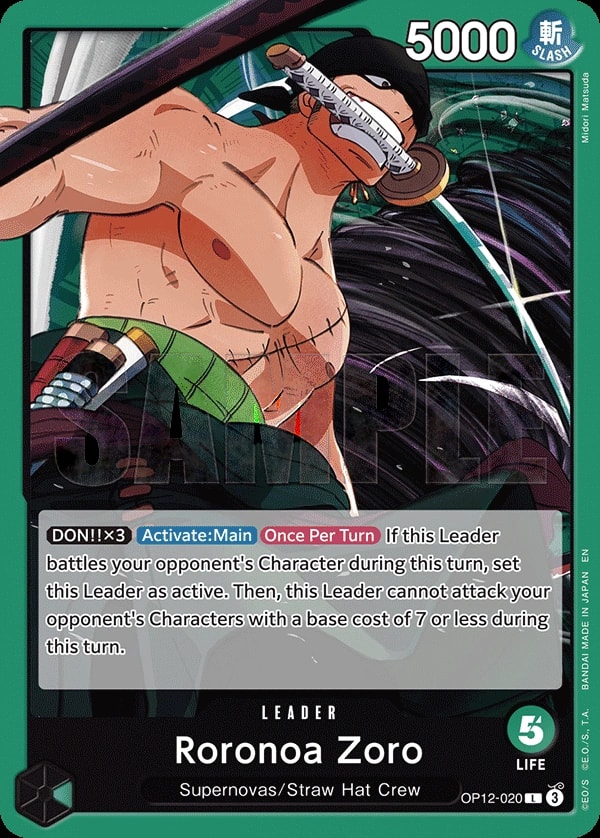 Roronoa Zoro OP12-020 One Piece leader card