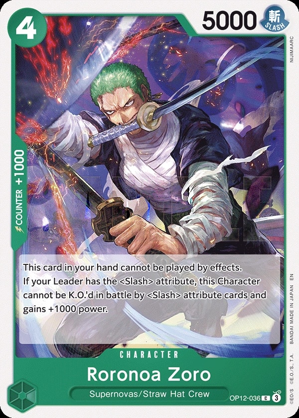 Roronoa Zoro (OP12-036) — Common One Piece card