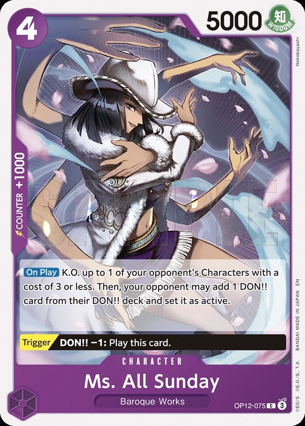 Ms. All Sunday (OP12-075) — Common One Piece card