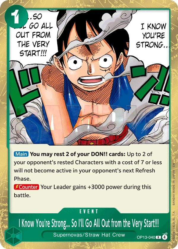 I Know You're Strong... So I'll Go All Out from the Very Start!!! OP13-040 One Piece card