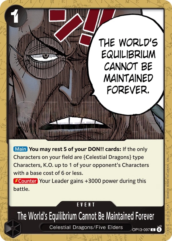 The World's Equilibrium Cannot Be Maintained Forever OP13-097 One Piece card