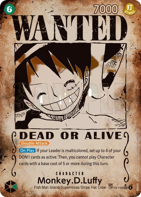 Monkey.D.Luffy (118) (Wanted Poster) One Piece card