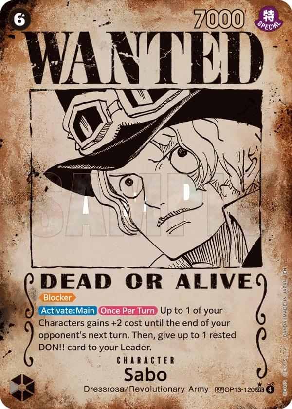Sabo (120) (Wanted Poster) One Piece card
