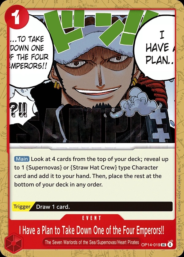I Have a Plan to Take Down One of the Four Emperors!! (OP14-019) — Uncommon One Piece card