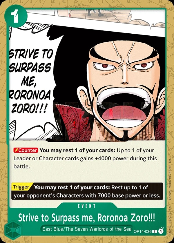 Strive to Surpass me, Roronoa Zoro!!! (OP14-036) — Common One Piece card