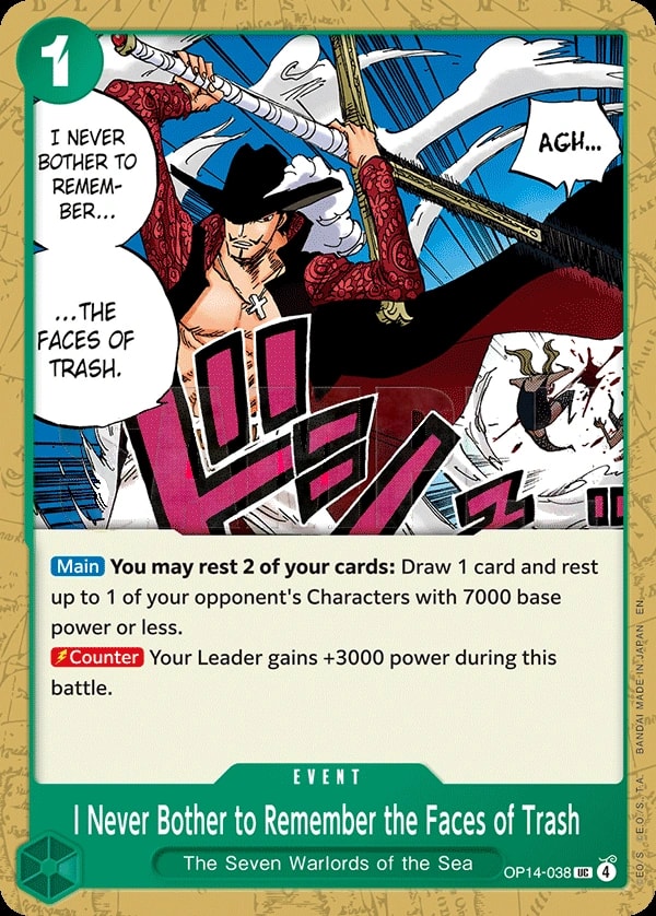 I Never Bother to Remember the Faces of Trash (OP14-038) — Uncommon One Piece card