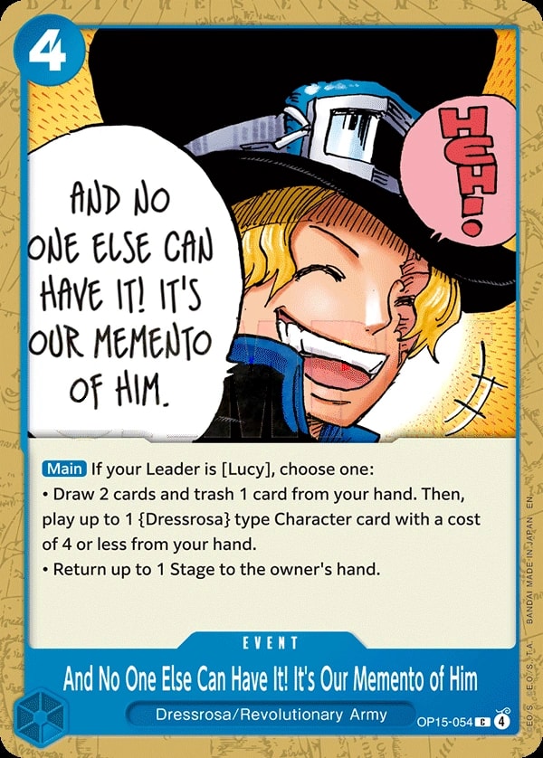 And No One Else Can Have It! It's Our Memento of Him (OP15-054) — Common One Piece card