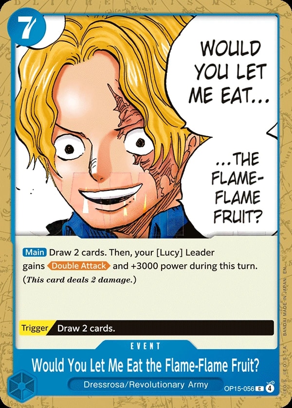 Would You Let Me Eat the Flame-Flame Fruit? (OP15-056) — Common One Piece card