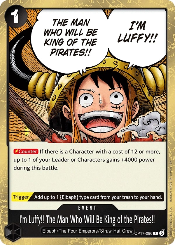 I'm Luffy!! The Man Who Will Be King of the Pirates!! OP17-096 One Piece card