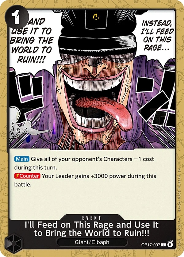 I'll Feed on This Rage and Use It to Bring the World to Ruin!!! OP17-097 One Piece card